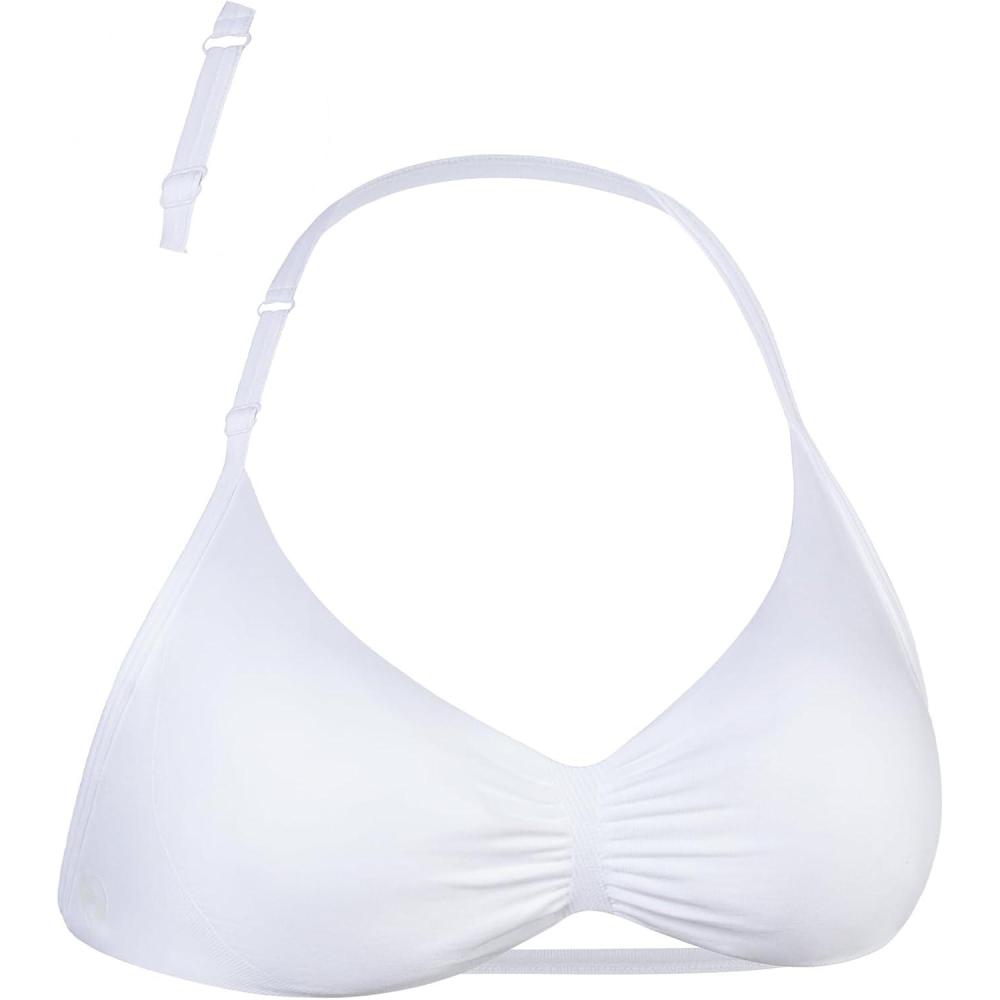 imageAUROLA Influence Adjustable Strappy Sports Bras for WomenLow Support Seamless Backless Padded Straps Impact Yoga Gym BraCrescent White