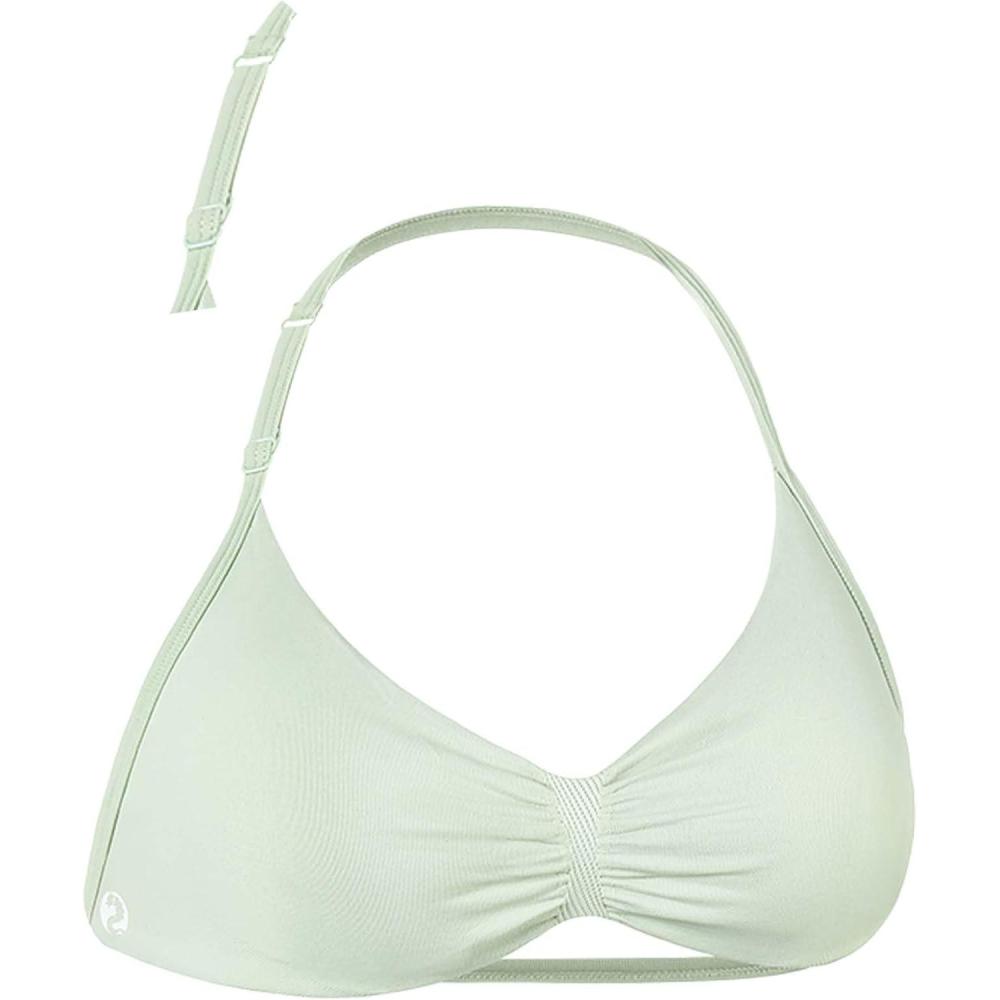 imageAUROLA Influence Adjustable Strappy Sports Bras for WomenLow Support Seamless Backless Padded Straps Impact Yoga Gym BraFog Green