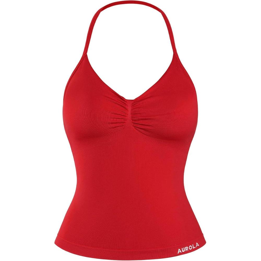 imageAUROLA Influence Longline Strappy Top Workout Tank Tops for Women Built in Shelf Bras Impact Gym Sports Yoga Bra