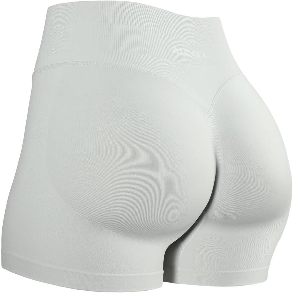 imageAUROLA Influence Workout Shorts for Women25 35 45 55 65 No Roll Up Squat Proof Scrunch Seamless Compression Gym ShortGlacier Gray