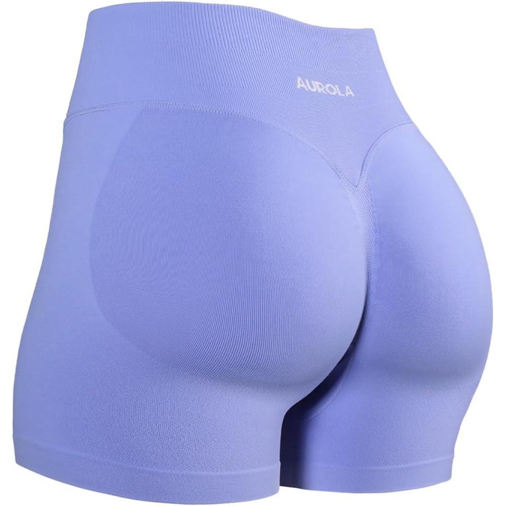 imageAUROLA Influence Workout Shorts for Women25 35 45 55 65 No Roll Up Squat Proof Scrunch Seamless Compression Gym ShortJacaranda