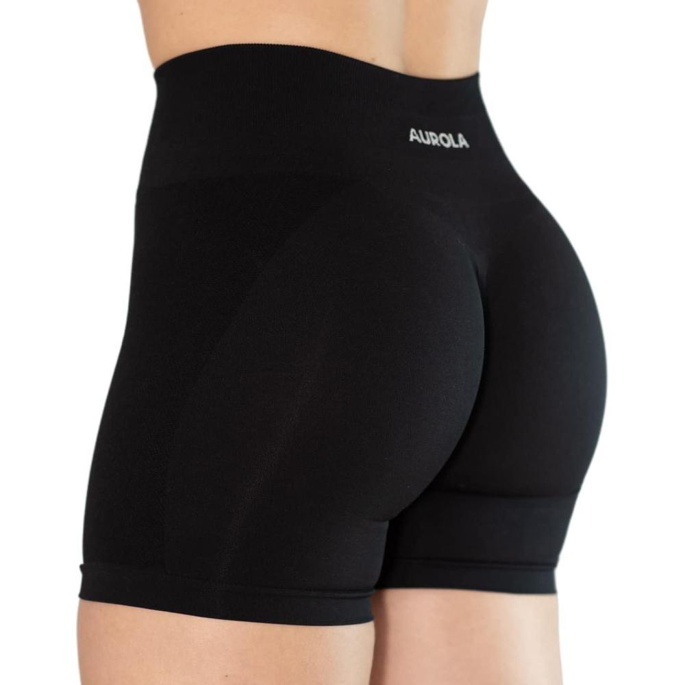 imageAUROLA Intensify V20 Womens Workout Shorts Athletic Running Shorts Seamless High Waist Gym Yoga ShortsBlack
