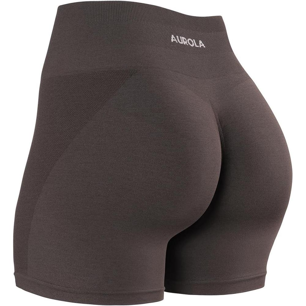 imageAUROLA Intensify V20 Womens Workout Shorts Athletic Running Shorts Seamless High Waist Gym Yoga ShortsChestnut Brown
