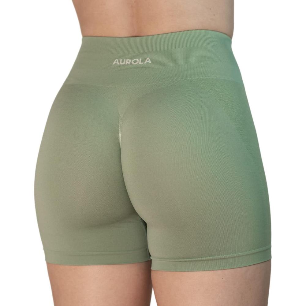 imageAUROLA Intensify V20 Womens Workout Shorts Athletic Running Shorts Seamless High Waist Gym Yoga ShortsGranite Green