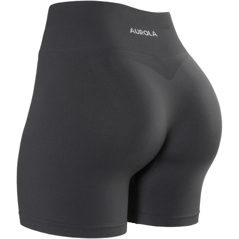 imageAUROLA No Scrunch Dream Shorts for WomenSeamless Workout Soft Smooth Fashion Everyday Casual ShortsAsphalt Grey