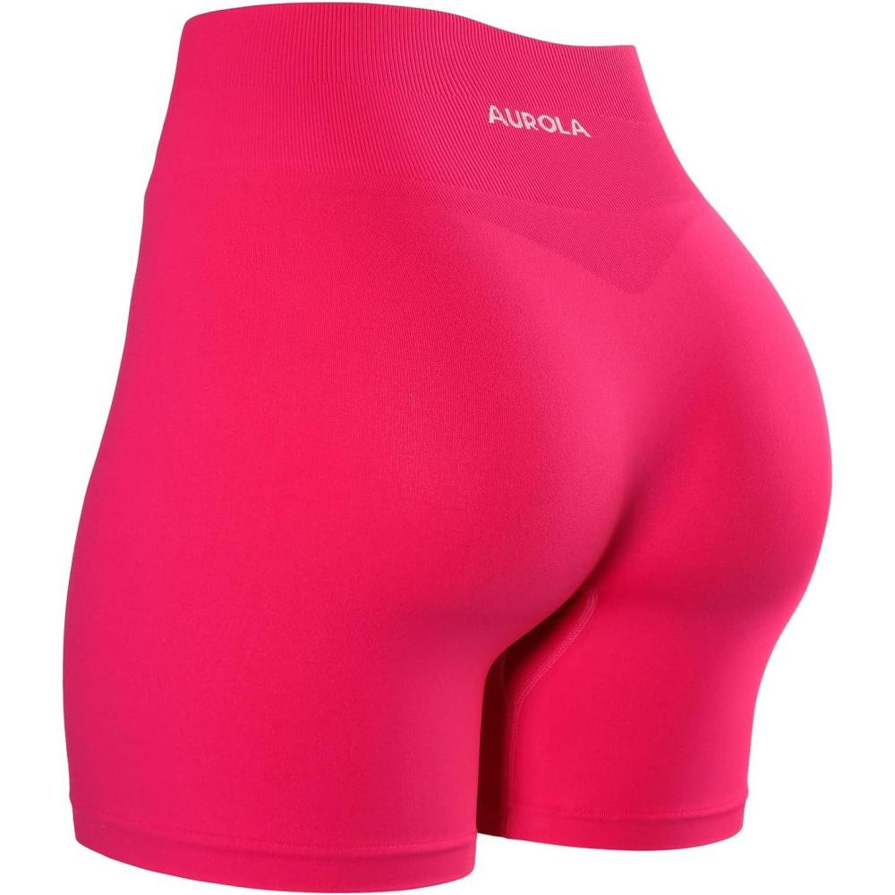 imageAUROLA No Scrunch Dream Shorts for WomenSeamless Workout Soft Smooth Fashion Everyday Casual ShortsPink