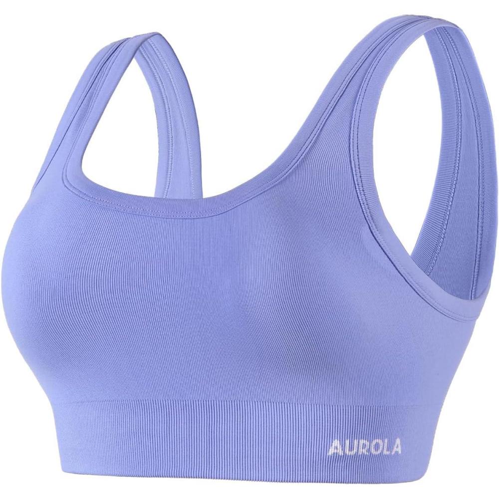 imageAUROLA Power Sports Bras for Women  Push Up Workout Bra Square Neck Yoga Bra Padded Low Impact Gym Bra Crop TopJacaranda