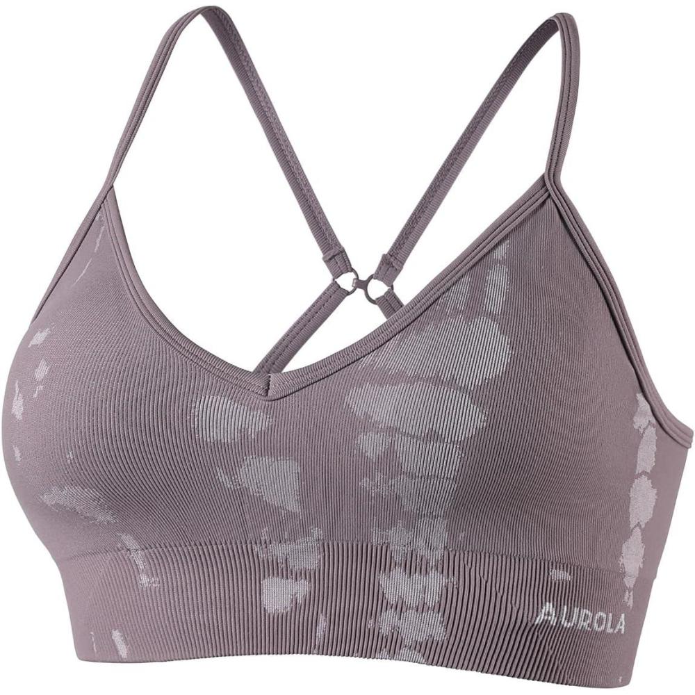 imageAUROLA Serpent Seamless Sports Bras for WomenBackless Padded Strappy Workout Gym Yoga Crop TopsPurple Dove