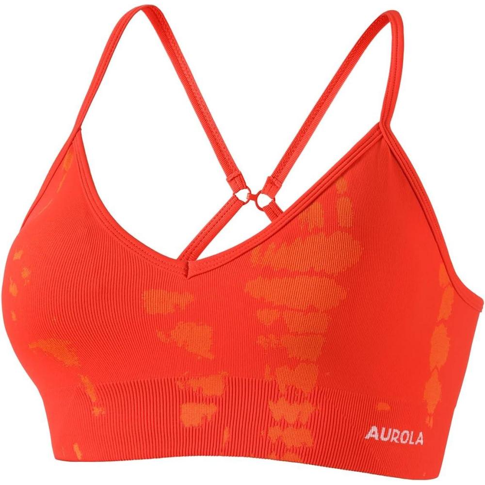 imageAUROLA Serpent Seamless Sports Bras for WomenBackless Padded Strappy Workout Gym Yoga Crop TopsSerpent Halloween Orange