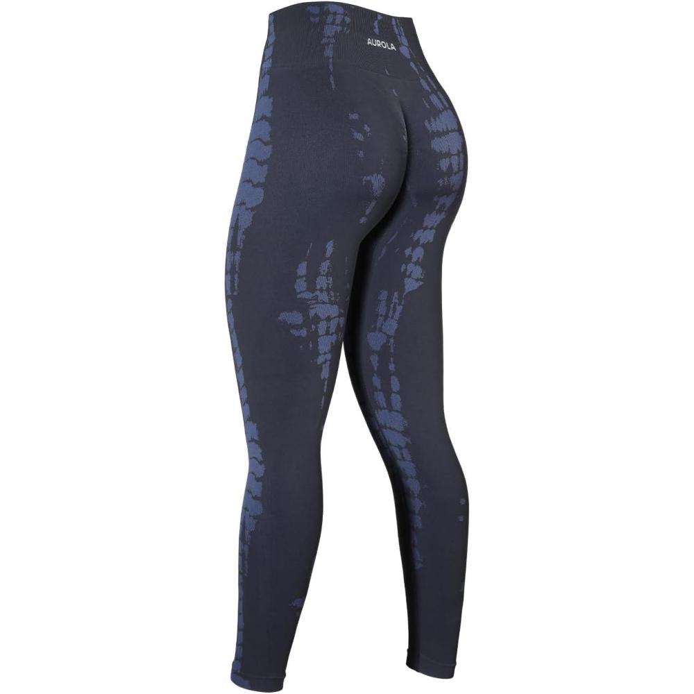 imageAUROLA Serpent Snake Seamless Scrunch Workout Leggings for WomenGirls Squat Proof Ribbed Thick Active Gym PantsDark Grey