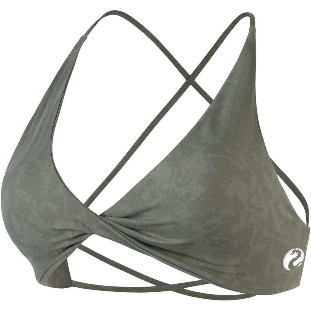 imageAUROLA Venus Women Sports Bras Backless Strappy Workout Bra Low Support Removable Padded Gym BrasFloralkhaki