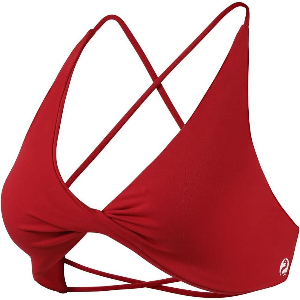 imageAUROLA Venus Women Sports Bras Backless Strappy Workout Bra Low Support Removable Padded Gym BrasVenussolidchili Red