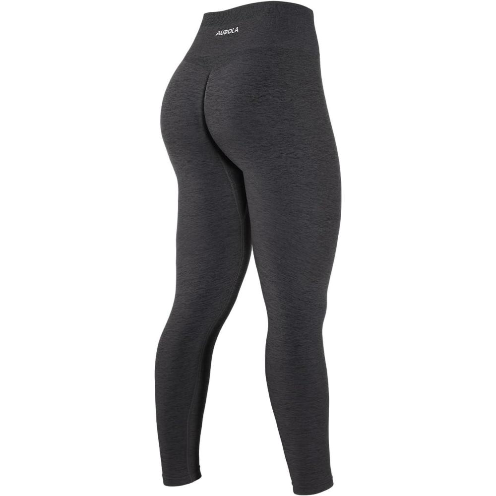 imageAUROLA Workout Leggings for Women Seamless Scrunch Tights Tummy Control Gym Fitness Girl Sport Active Yoga PantsCurry Ash