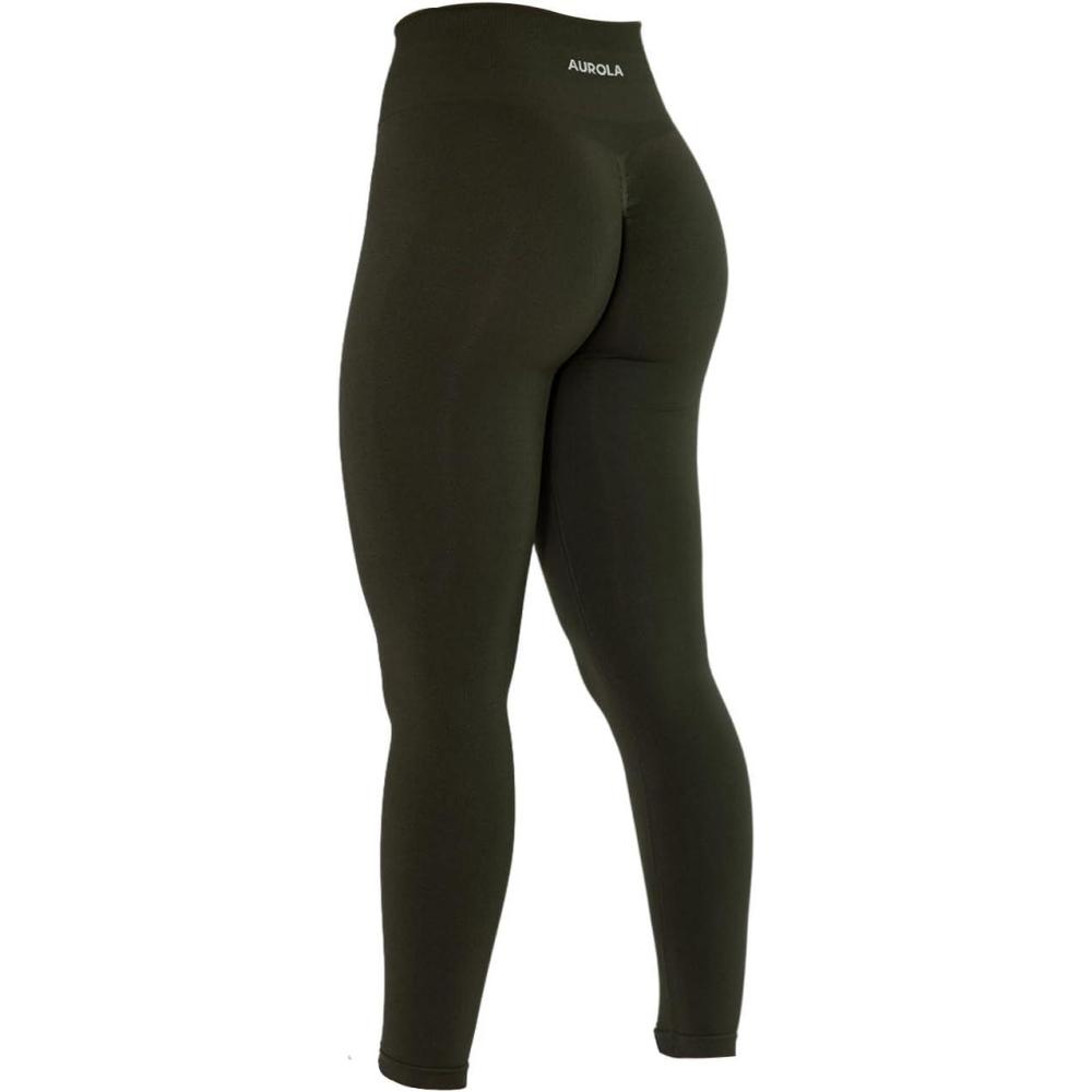 imageAUROLA Workout Leggings for Women Seamless Scrunch Tights Tummy Control Gym Fitness Girl Sport Active Yoga PantsCypress