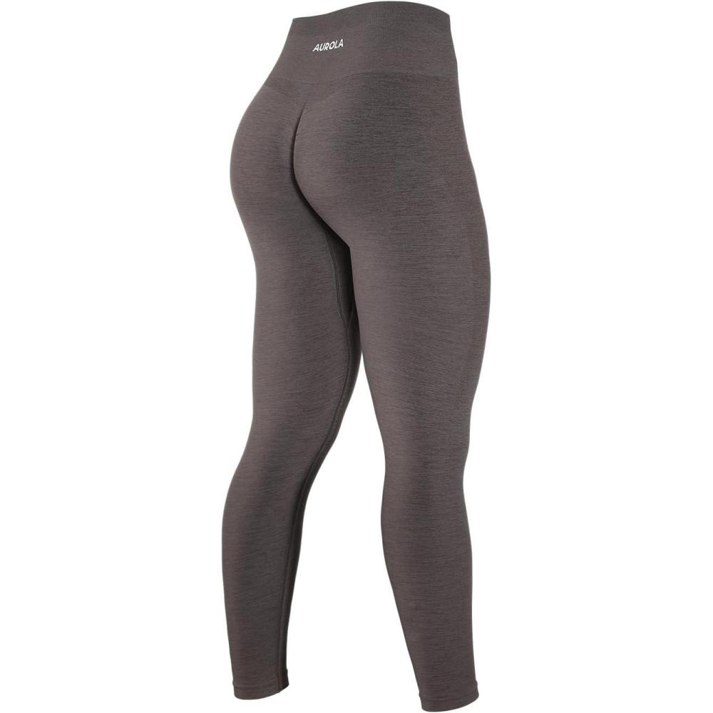 imageAUROLA Workout Leggings for Women Seamless Scrunch Tights Tummy Control Gym Fitness Girl Sport Active Yoga PantsMocha