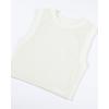 AUROLA Essentials Rib Seamless Sleeveless Tank for Women Subtle Logo Round Neck Active Workout Crop Tops(Marshmallow)