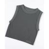 AUROLA Essentials Rib Seamless Sleeveless Tank for Women Subtle Logo Round Neck Active Workout Crop Tops(Pack (Black+steel Grey+bracken Brown))