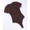 AUROLA Everyday Crew Neck Bodysuits Shirts,Going Out Short Sleeve Casual Basic Stretchy Fashion One Piece(Brown Stone)
