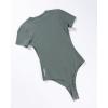 AUROLA Everyday Crew Neck Bodysuits Shirts,Going Out Short Sleeve Casual Basic Stretchy Fashion One Piece(Green Pine)