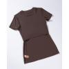 AUROLA Everyday Fitted T-Shirt for Women,Crew Neck Basic Short Sleeves T ShirtCrop Tops Modal Slim Fit Tee(Brown)