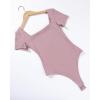 AUROLA Everyday Square Neck Bodysuits,Going Out Short Sleeve Double Lined Stretchy Shirt Tops(Dawn Pink)