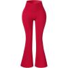 AUROLA Fire Flare Leggings for Women, Crossover High Waisted Yoga Pants Tummy Control Wide Leg Bootcut Leggings(Chinese Red)