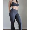 AUROLA Fire Flare Leggings for Women, Crossover High Waisted Yoga Pants Tummy Control Wide Leg Bootcut Leggings(Steel Gray)