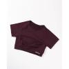 AUROLA Influence Crop Top Workout Shirts for Women, Ultra-Soft Seamless Gym T Shirts Short Sleeve Running Workout Tops(Black Cherry)