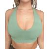 AUROLA Moon Seamless Halter Backless Sport Bra for Women Adjustable Padded Active Workout Gym Yoga Crop Tank Top(Granite Green)