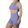 AUROLA Moon Seamless Halter Backless Sport Bra for Women Adjustable Padded Active Workout Gym Yoga Crop Tank Top(Jacaranda)
