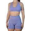 AUROLA Moon Seamless Halter Backless Sport Bra for Women Adjustable Padded Active Workout Gym Yoga Crop Tank Top(Jacaranda)