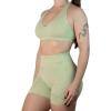 AUROLA Moon Seamless Halter Backless Sport Bra for Women Adjustable Padded Active Workout Gym Yoga Crop Tank Top(Pastel Green)