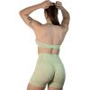 AUROLA Moon Seamless Halter Backless Sport Bra for Women Adjustable Padded Active Workout Gym Yoga Crop Tank Top(Pastel Green)