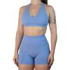 AUROLA Moon Seamless Halter Backless Sport Bra for Women Adjustable Padded Active Workout Gym Yoga Crop Tank Top(Serenity Blue)