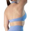 AUROLA Moon Seamless Halter Backless Sport Bra for Women Adjustable Padded Active Workout Gym Yoga Crop Tank Top(Serenity Blue)