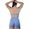 AUROLA Moon Seamless Halter Backless Sport Bra for Women Adjustable Padded Active Workout Gym Yoga Crop Tank Top(Serenity Blue)