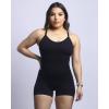 AUROLA Power Romper for Women Workout Yoga Gym Seamless One Piece Racerback Jumpsuit Tummy Control Padded Sports Bra(#1 Black)