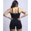 AUROLA Power Romper for Women Workout Yoga Gym Seamless One Piece Racerback Jumpsuit Tummy Control Padded Sports Bra(#1 Black)