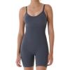 AUROLA Power Romper for Women Workout Yoga Gym Seamless One Piece Racerback Jumpsuit Tummy Control Padded Sports Bra(#1 Dark Grey)