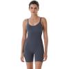 AUROLA Power Romper for Women Workout Yoga Gym Seamless One Piece Racerback Jumpsuit Tummy Control Padded Sports Bra(#1 Dark Grey)