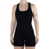 AUROLA Power Romper for Women Workout Yoga Gym Seamless One Piece Racerback Jumpsuit Tummy Control Padded Sports Bra(Black)