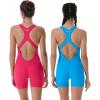 AUROLA Power Romper for Women Workout Yoga Gym Seamless One Piece Racerback Jumpsuit Tummy Control Padded Sports Bra(Blue Danube)