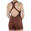 AUROLA Power Romper for Women Workout Yoga Gym Seamless One Piece Racerback Jumpsuit Tummy Control Padded Sports Bra(Cappuccino)