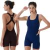 AUROLA Power Romper for Women Workout Yoga Gym Seamless One Piece Racerback Jumpsuit Tummy Control Padded Sports Bra(Coffee Bean)
