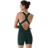 AUROLA Power Romper for Women Workout Yoga Gym Seamless One Piece Racerback Jumpsuit Tummy Control Padded Sports Bra(Forest Green)