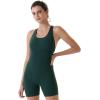 AUROLA Power Romper for Women Workout Yoga Gym Seamless One Piece Racerback Jumpsuit Tummy Control Padded Sports Bra(Forest Green)