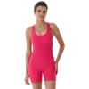 AUROLA Power Romper for Women Workout Yoga Gym Seamless One Piece Racerback Jumpsuit Tummy Control Padded Sports Bra(Raspberry Sorbet)