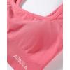 AUROLA Power Sports Bras for Women – Push Up Workout Bra Square Neck Yoga Bra Padded Low Impact Gym Bra Crop Top(Bubblegum)