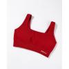AUROLA Power Sports Bras for Women – Push Up Workout Bra Square Neck Yoga Bra Padded Low Impact Gym Bra Crop Top(Flame Red)