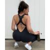 AUROLA Power Workout Jumpsuit for Women Yoga Gym Seamless One Piece Racerback Tummy Control Padded Bra Jumpsuit(Black)
